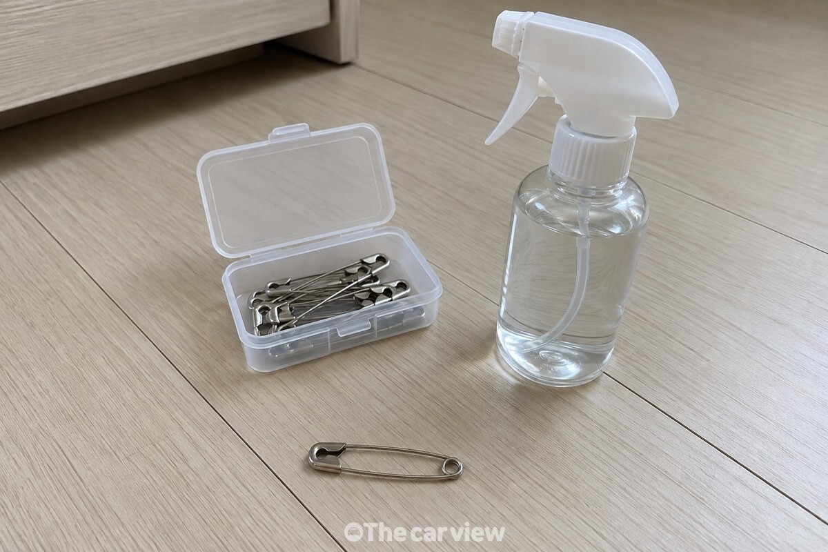 바느질 상자 옆에 작은 금속 옷핀과 맹물 분무기가 준비돼 있다. / 기사 이해를 돕기 위한 생성형 이미지