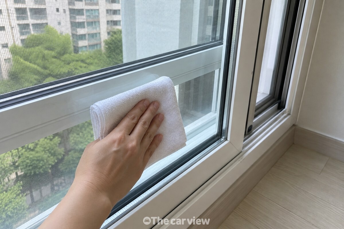 마른 수건으로 닦아 물기 없이 말린 거실 창문 유리다. / 기사 이해를 돕기 위한 생성형 이미지