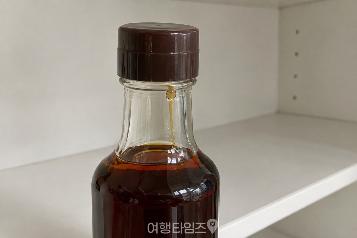 참기름병 입구 아래 유리 면에 기름 한 줄이 천천히 내려온 상태. / 기사 이해를 돕기 위한 생성형 이미지
