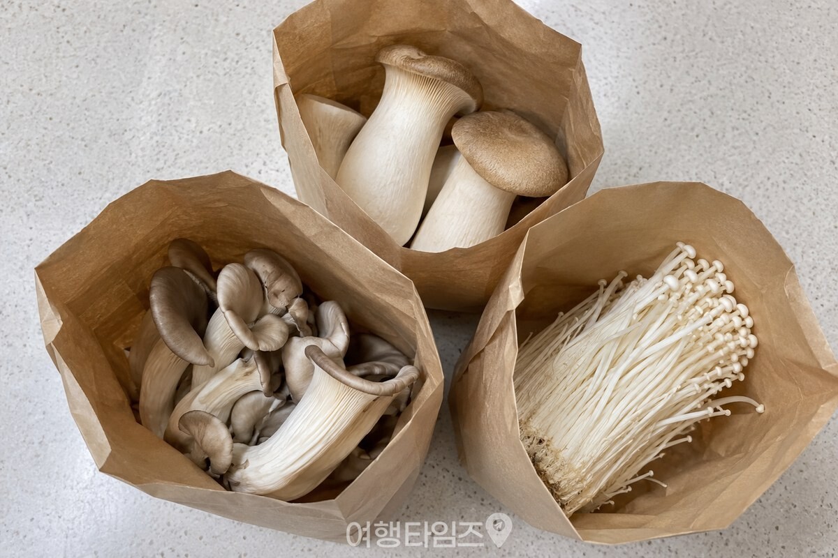 한두 번 먹을 분량의 버섯이 봉투 안에서 서로 눌리지 않게 느슨히 담긴 모습. / 기사 이해를 돕기 위한 생성형 이미지