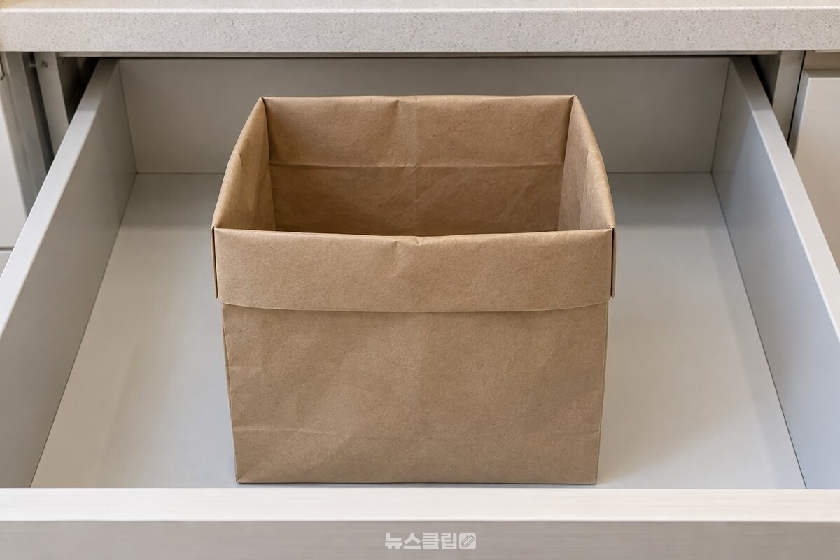 윗부분을 넓게 접어 내린 종이봉투의 두꺼운 테두리와 세워진 네 모서리가 보인다. / 기사 이해를 돕기 위한 생성형 이미지