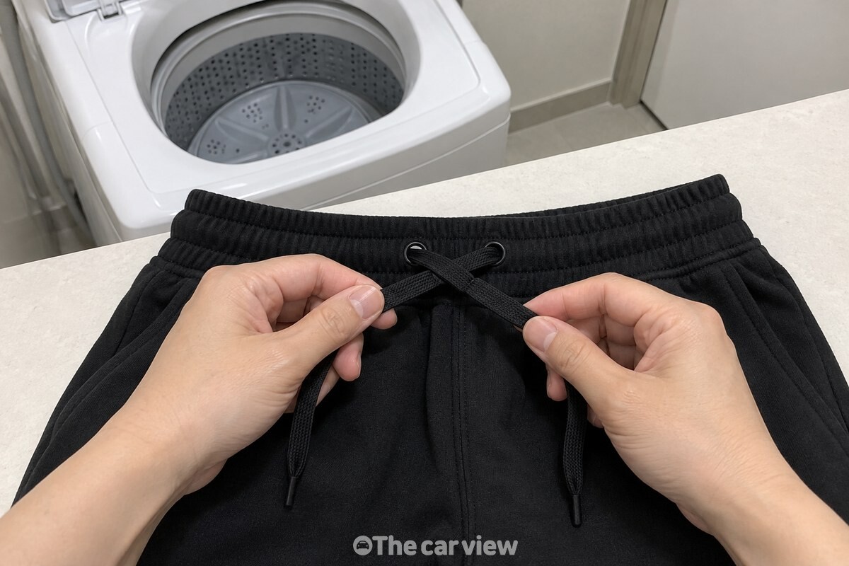 양쪽 길이를 맞춘 허리끈을 고리 없이 한 번 교차해 묶는 손동작. / 기사 이해를 돕기 위한 생성형 이미지