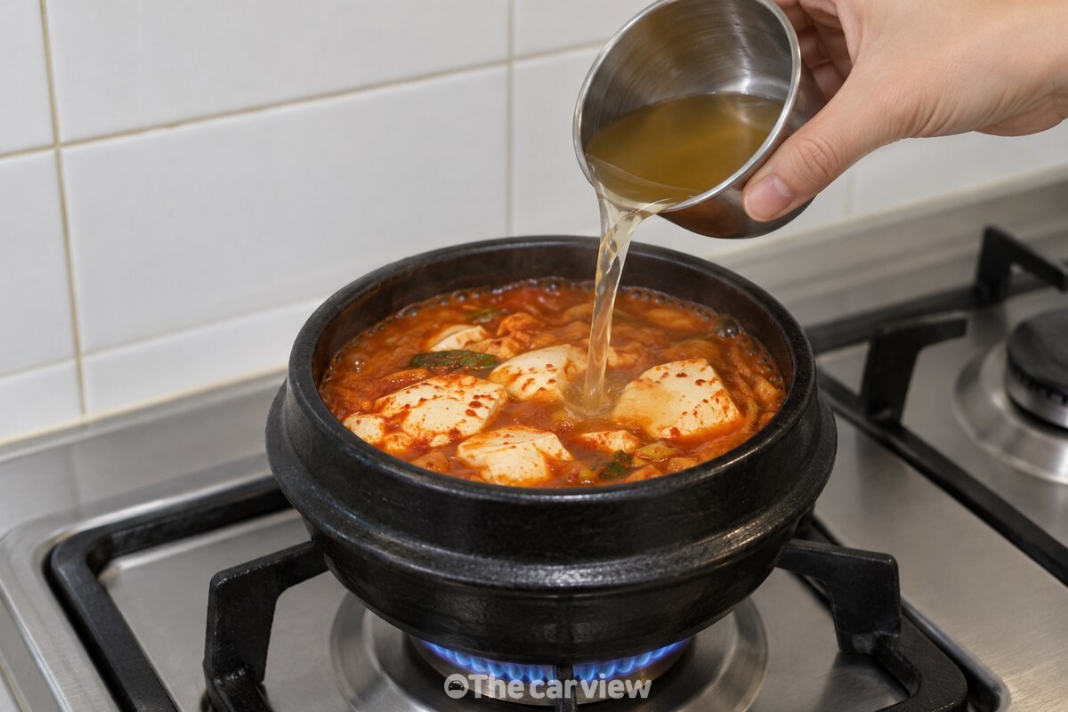 열어 둔 뚝배기에 남겨 둔 육수를 조금씩 붓는 모습. / 기사 이해를 돕기 위한 생성형 이미지
