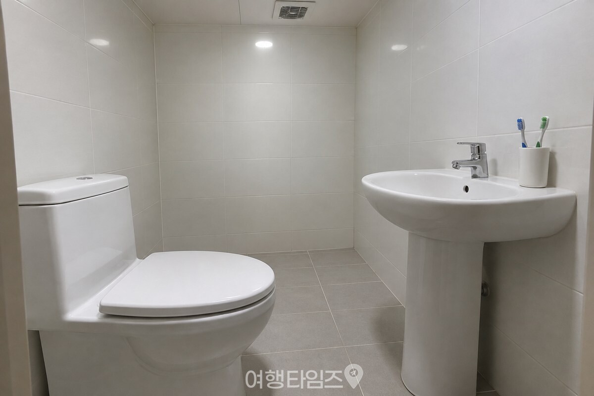 양치컵을 멀리 둔 욕실에서 변기 뚜껑을 닫은 모습이다. / 기사 이해를 돕기 위한 생성형 이미지