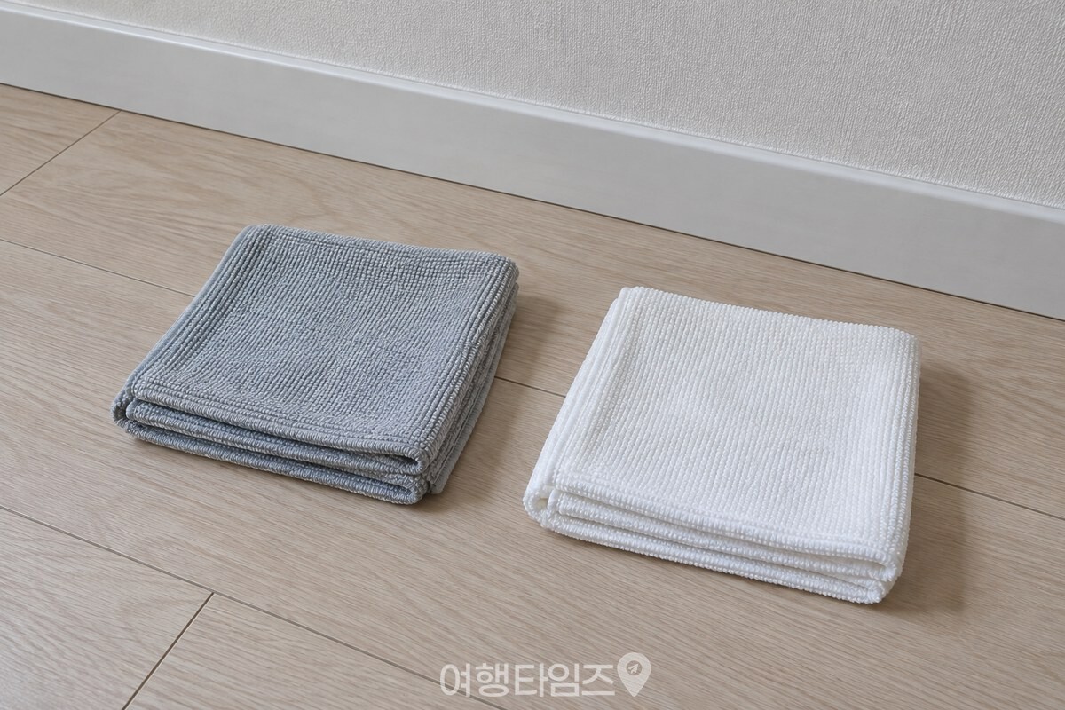 마른 극세사 걸레 두 장을 접어 준비한 모습이다. / 기사 이해를 돕기 위한 생성형 이미지