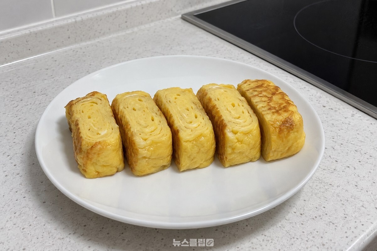 접시에 담은 노란 계란말이의 단면이 촉촉하게 보이는 모습 / 기사 이해를 돕기 위한 생성형 이미지
