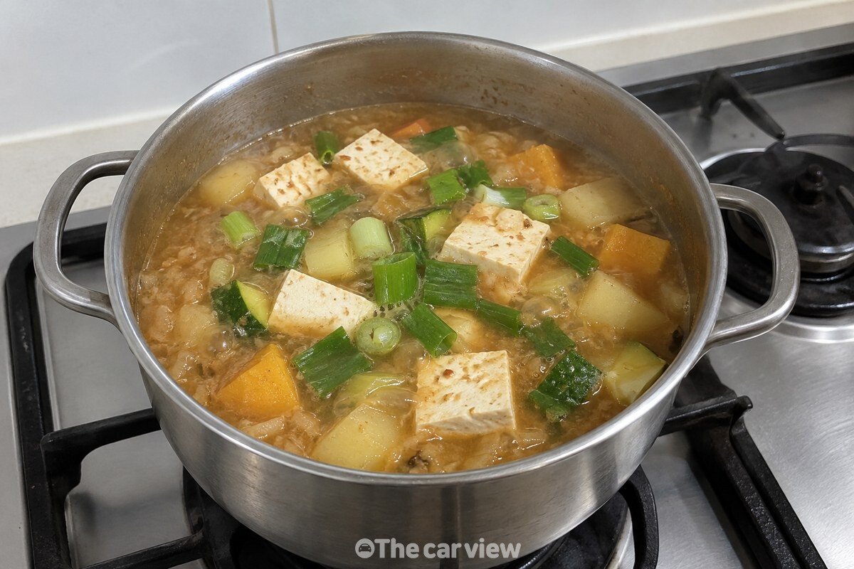 두부와 대파를 넣어 마무리한 된장찌개가 냄비 안에 담겨 있다. / 기사 이해를 돕기 위한 생성형 이미지