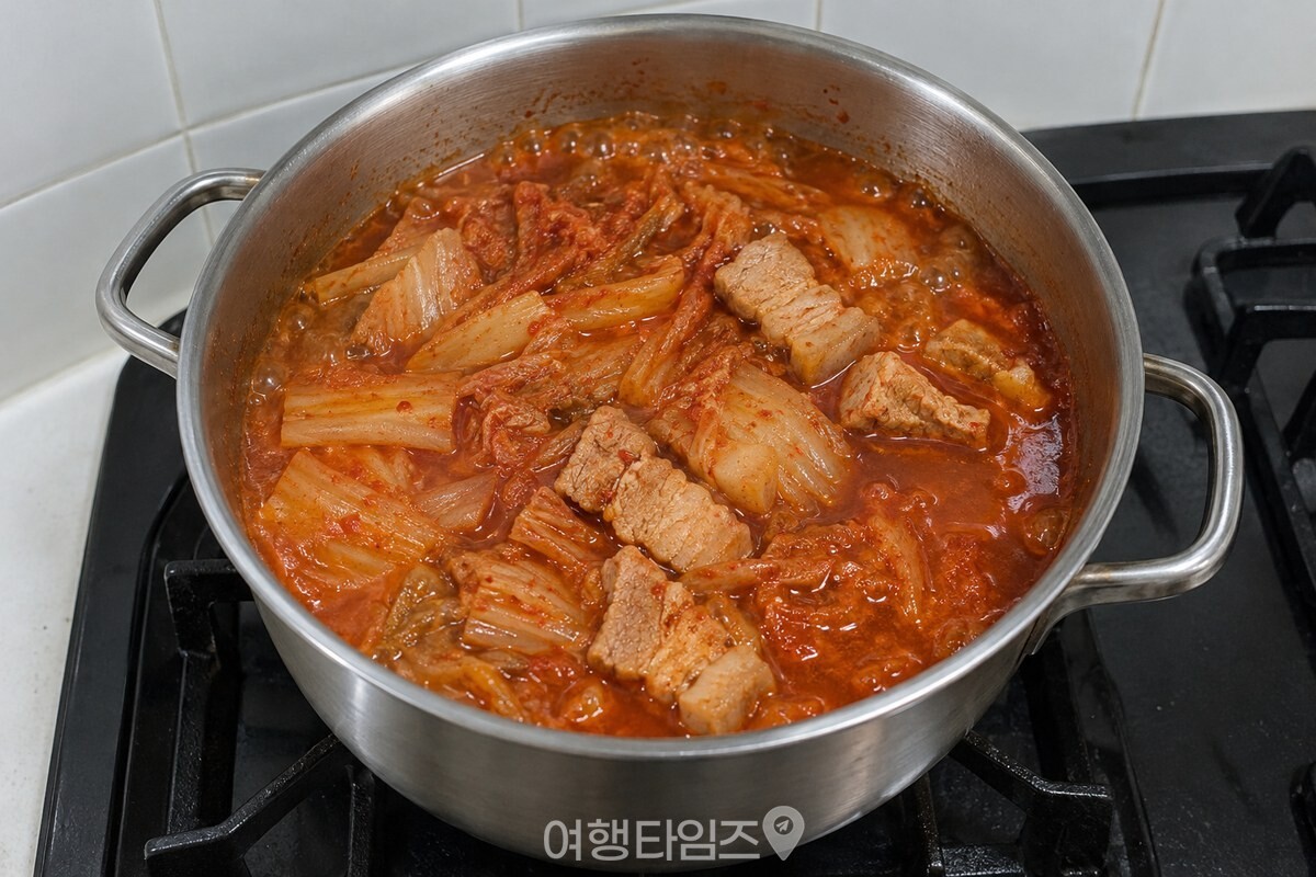 김치와 돼지고기가 든 찌개 표면에 기름이 조금 떠 있는 모습입니다. / 기사 이해를 돕기 위한 생성형 이미지