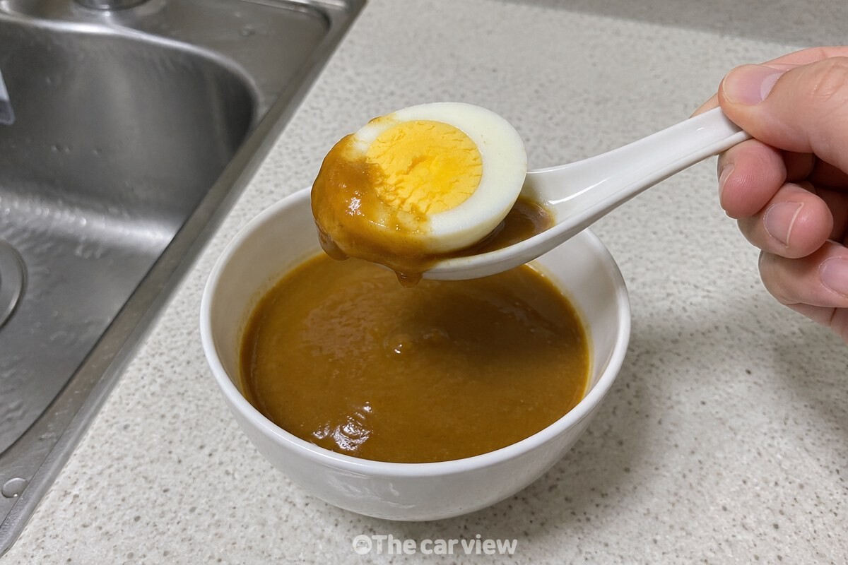 매끈한 삶은 달걀 표면에 걸쭉한 카레가 얇게 흘러내린 모습이다. / 기사 이해를 돕기 위한 생성형 이미지