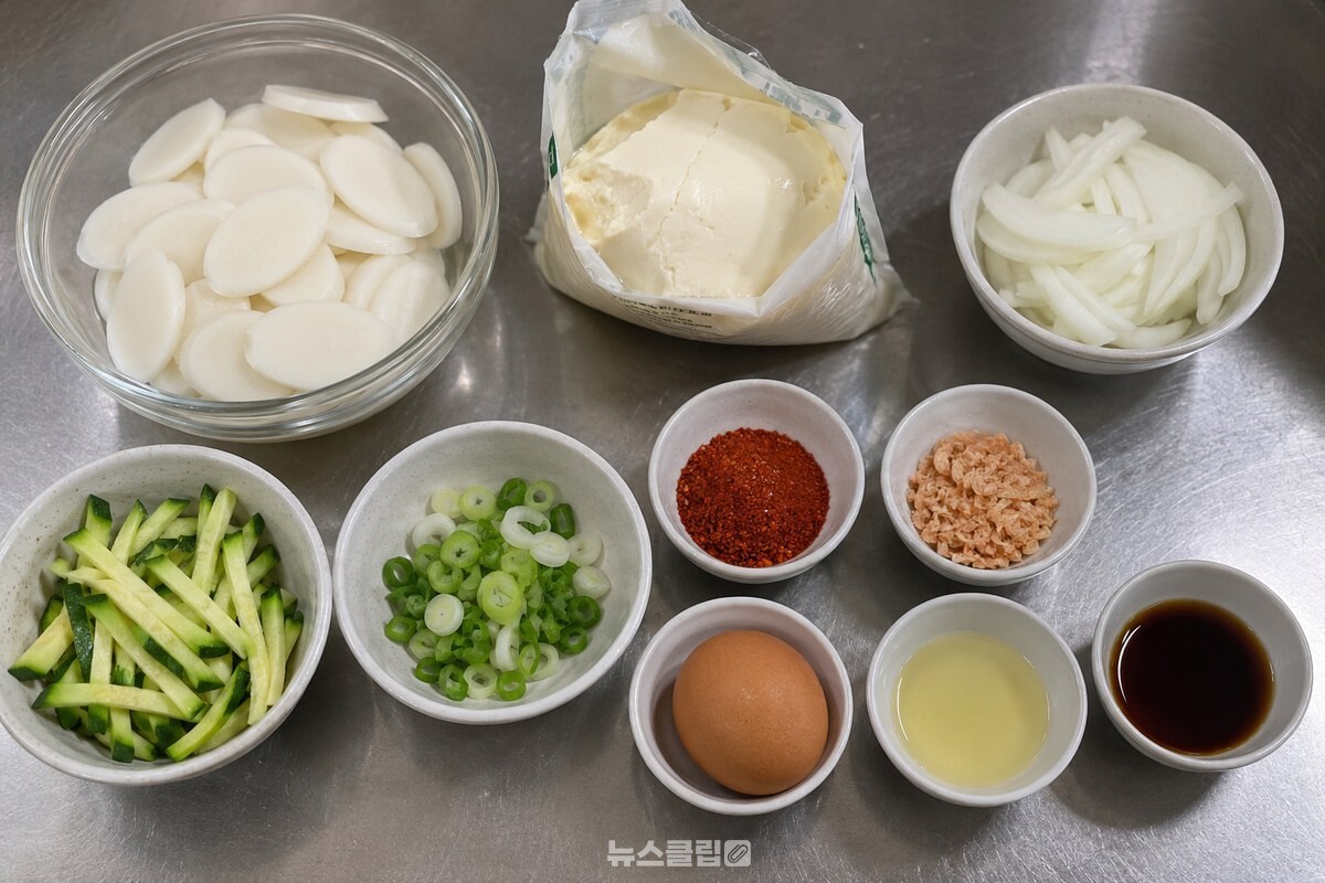 떡국떡과 반으로 남긴 순두부, 국물 재료를 조리 전 필요한 만큼 준비한 모습. / 기사 이해를 돕기 위한 생성형 이미지