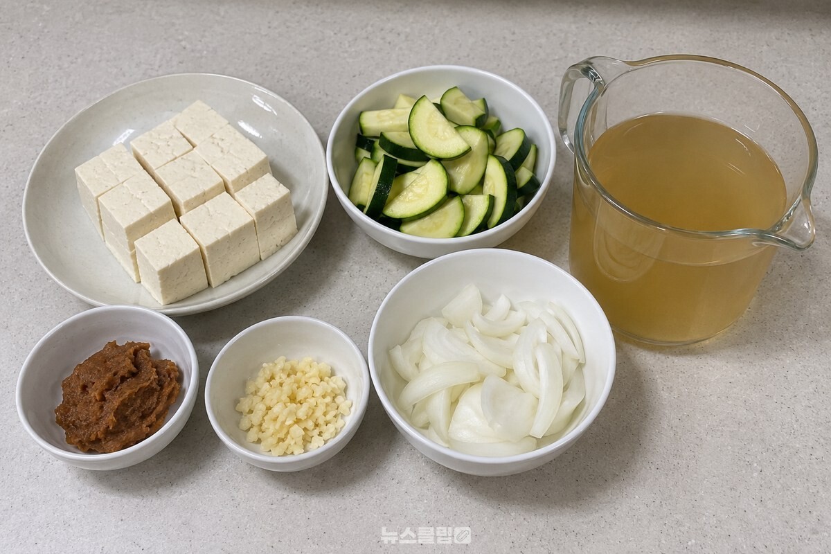 된장찌개에 쓸 두부와 애호박, 양파를 필요한 만큼 준비했다. / 기사 이해를 돕기 위한 생성형 이미지