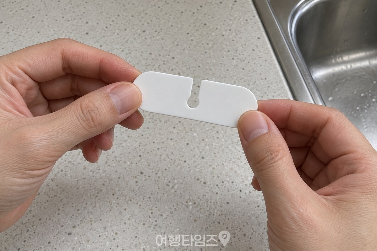 깨끗이 씻어 닦은 식빵 클립을 두 손가락으로 양쪽 끝에서 잡은 모습. / 기사 이해를 돕기 위한 생성형 이미지