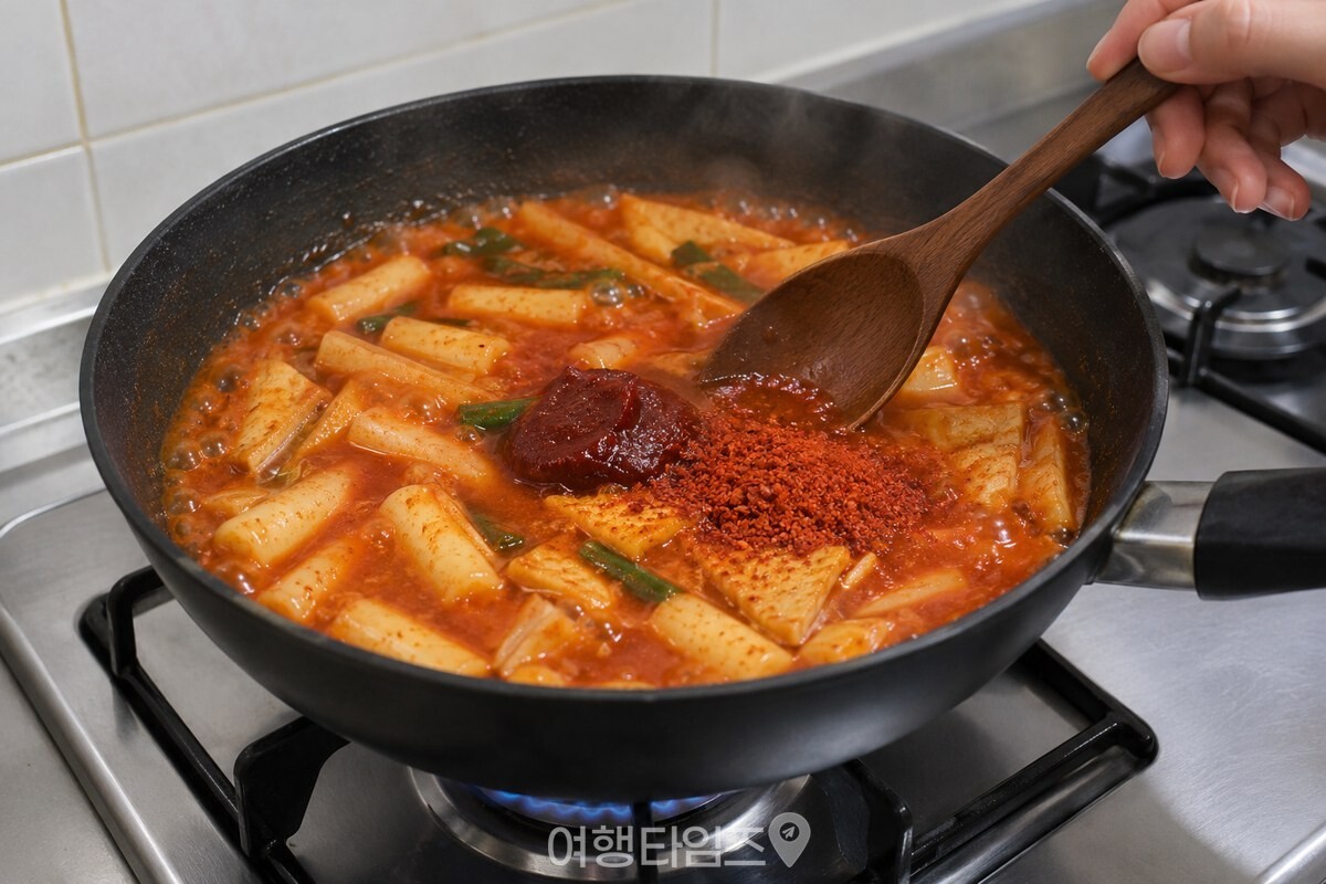 팬의 붉은 국물에 고추장과 고춧가루가 풀리기 시작한 상태다. / 기사 이해를 돕기 위한 생성형 이미지
