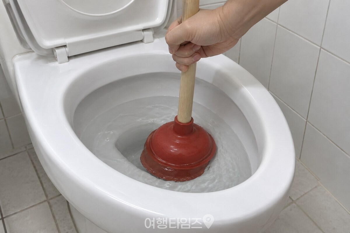 고무컵이 떨어지지 않게 손잡이를 짧게 당기는 동작. / 기사 이해를 돕기 위한 생성형 이미지