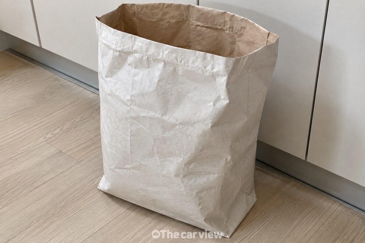 글씨가 있던 면을 안으로 뒤집어 무늬 없는 종이 면이 바깥으로 나온 쌀포대. / 기사 이해를 돕기 위한 생성형 이미지
