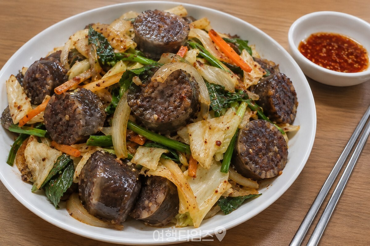 접시에 담은 순대볶음과 곁들인 붉은 양념장. / 기사 이해를 돕기 위한 생성형 이미지