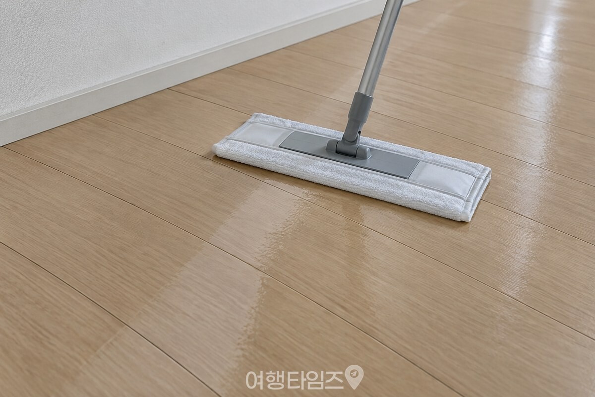 앞서 닦은 자리와 겹치도록 물걸레 밀대를 옮겨 놓은 모습. / 기사 이해를 돕기 위한 생성형 이미지