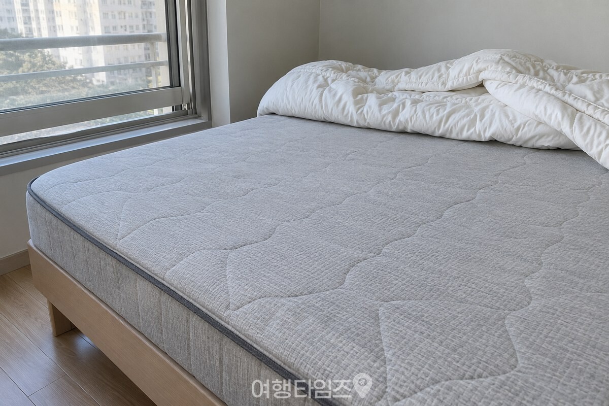 이불을 덮지 않은 매트리스 표면과 발치로 걷어 둔 이불 안쪽이 보이는 모습. / 기사 이해를 돕기 위한 생성형 이미지