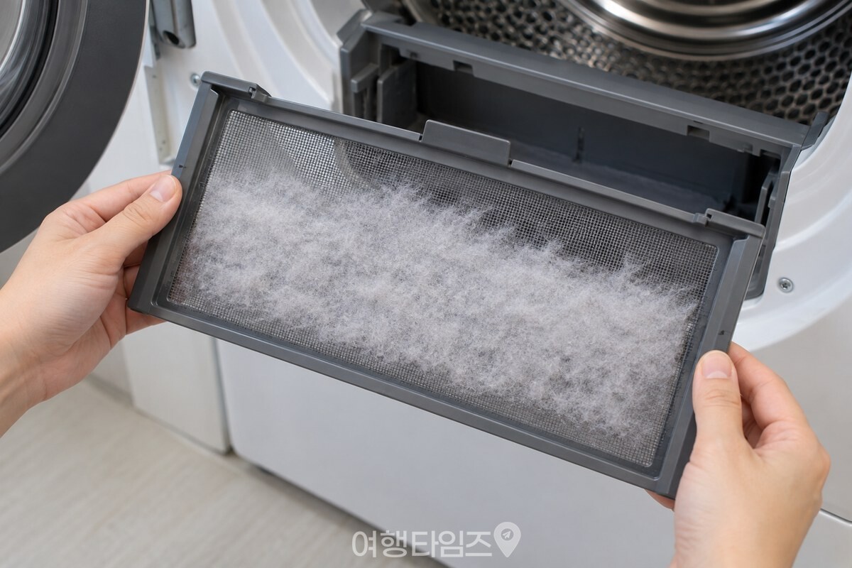 건조를 마친 뒤 먼지망 위에 하얀 잔털이 얇게 모인 모습. / 기사 이해를 돕기 위한 생성형 이미지