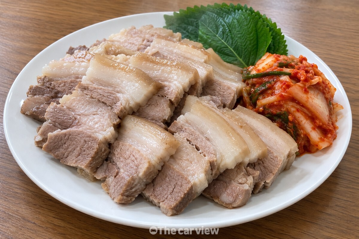 썰어 담은 보쌈과 곁들임이 놓인 접시 / 기사 이해를 돕기 위한 생성형 이미지
