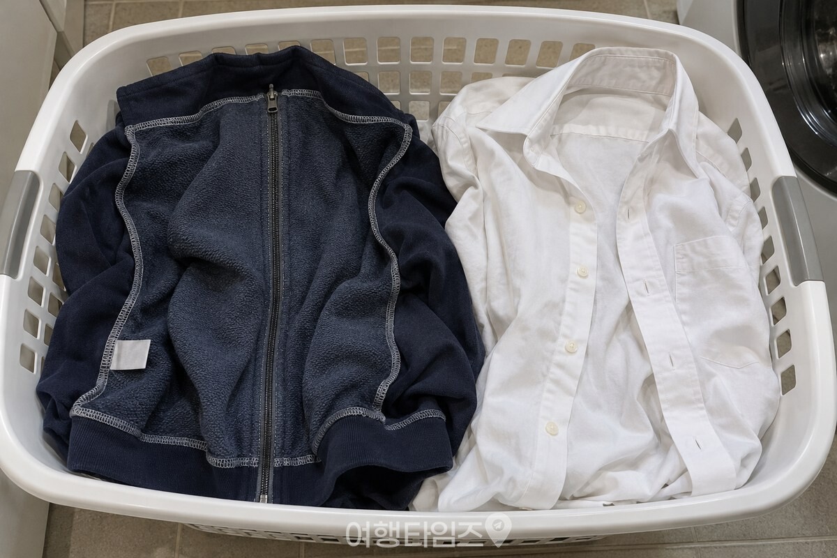 지퍼를 끝까지 잠근 뒤집은 점퍼와 단추를 푼 셔츠를 나누어 둔 모습. / 기사 이해를 돕기 위한 생성형 이미지