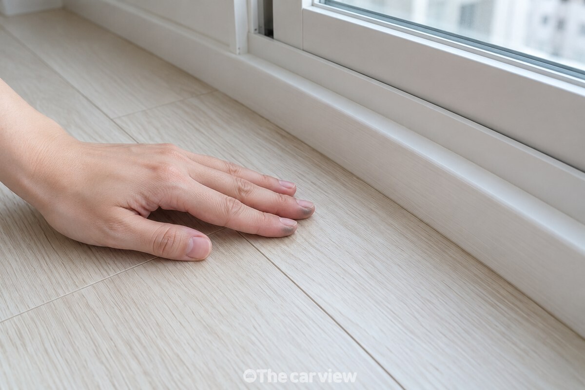 밝은 바닥을 손끝으로 가볍게 쓸어 먼지가 묻어나는지 확인하는 모습. / 기사 이해를 돕기 위한 생성형 이미지