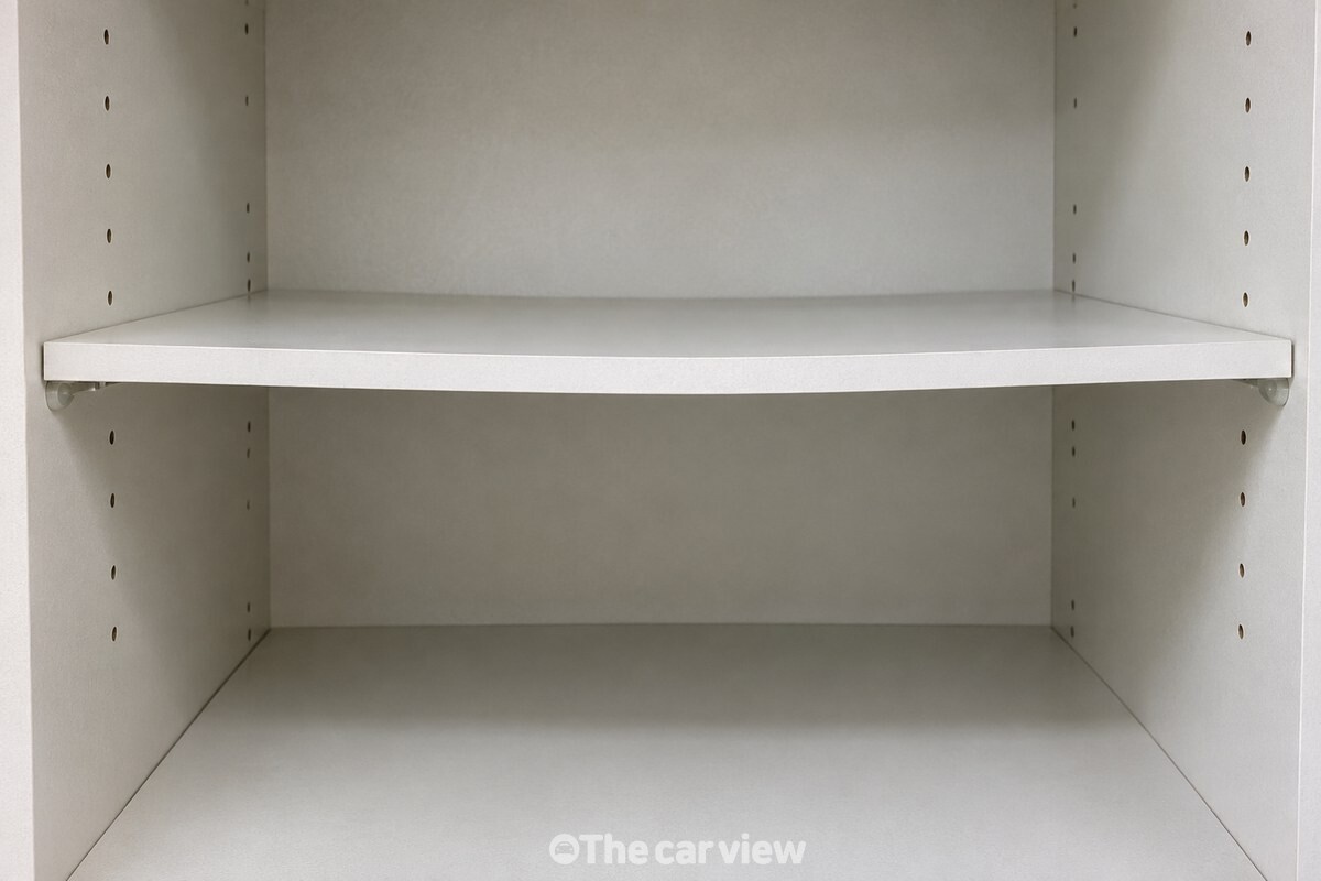 양쪽 받침에 걸친 선반판의 가운데가 아래로 완만하게 처져 보이는 모습 / 기사 이해를 돕기 위한 생성형 이미지