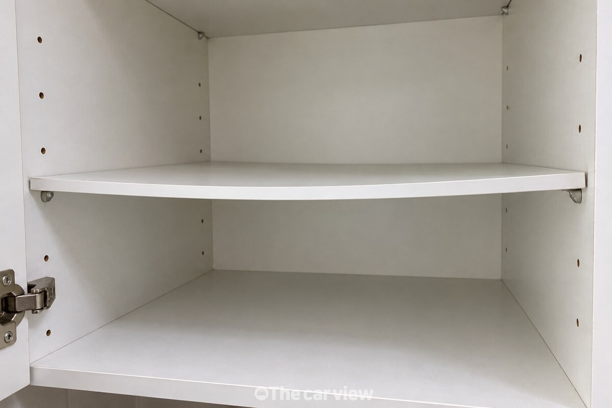 뒤집어 다시 얹은 선반판의 가운데가 옆에서 보아 살짝 위로 올라와 있는 모습 / 기사 이해를 돕기 위한 생성형 이미지