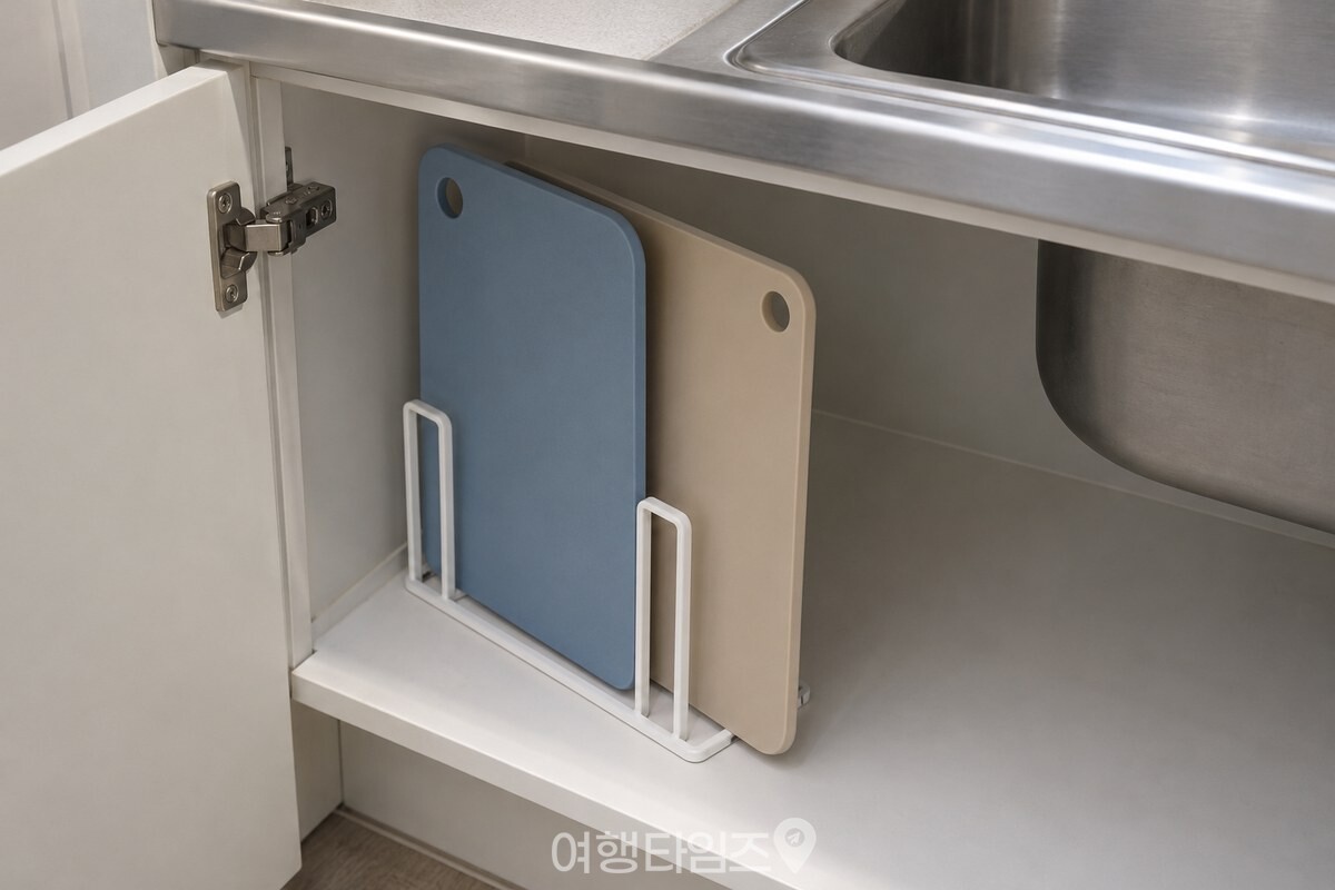 색이 다른 플라스틱 도마 두 장을 나란히 세워 둔 모습. / 기사 이해를 돕기 위한 생성형 이미지