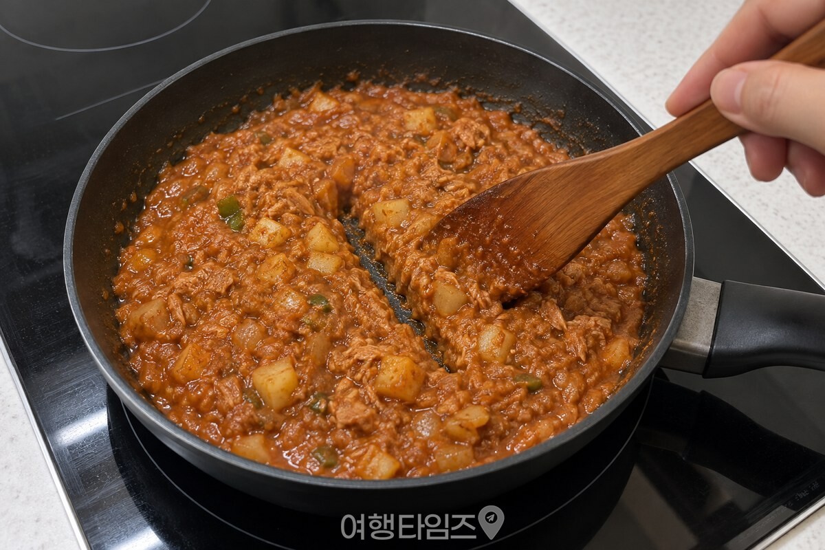 주걱 자국이 천천히 메워지는 참치쌈장 / 기사 이해를 돕기 위한 생성형 이미지