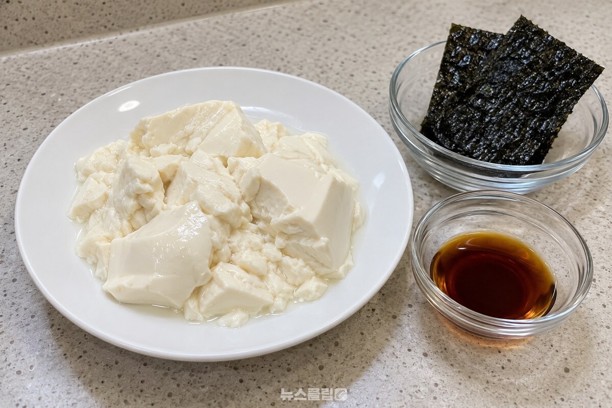 순두부국에 쓰는 순두부와 마른김, 콩발효 조미액 / 기사 이해를 돕기 위한 생성형 이미지