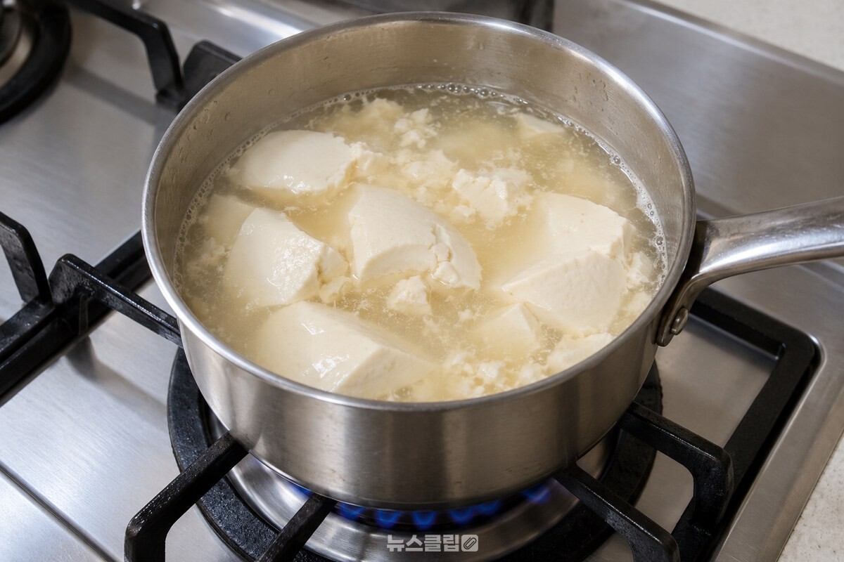 맑은 국물에 부드러운 순두부가 담긴 작은 냄비 / 기사 이해를 돕기 위한 생성형 이미지