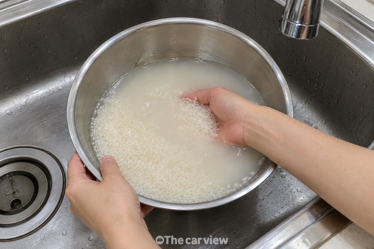 쌀을 씻어 뽀얗게 받은 쌀뜨물 / 기사 이해를 돕기 위한 생성형 이미지