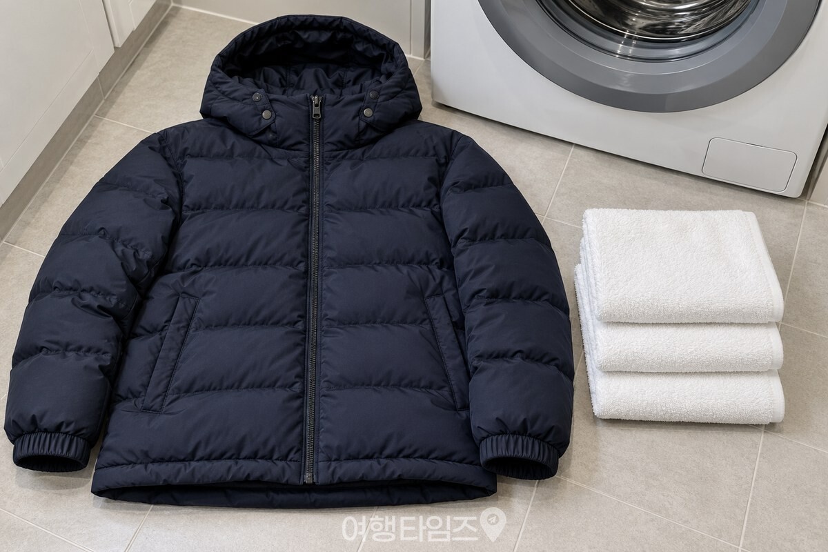 마른 수건 여러 장과 지퍼를 잠근 패딩 / 기사 이해를 돕기 위한 생성형 이미지