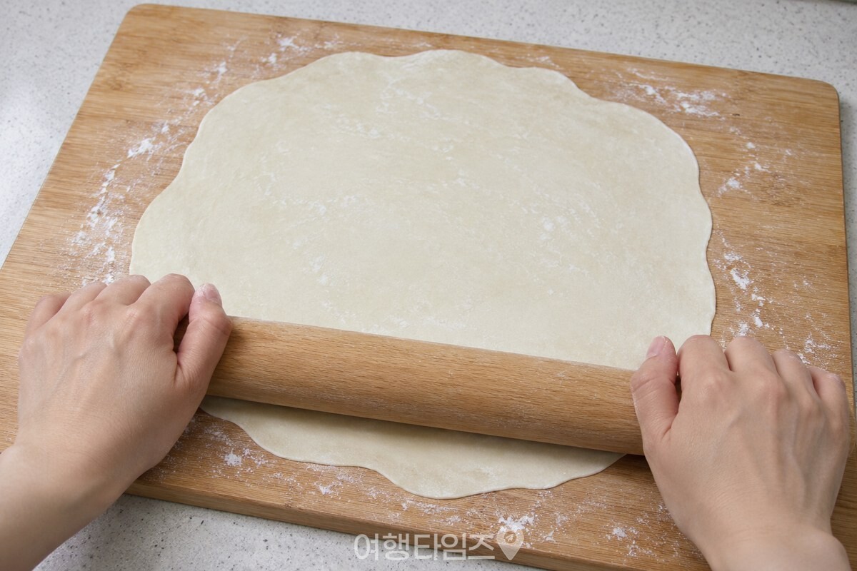 밀대로 고르게 얇게 민 수제비 반죽 / 기사 이해를 돕기 위한 생성형 이미지