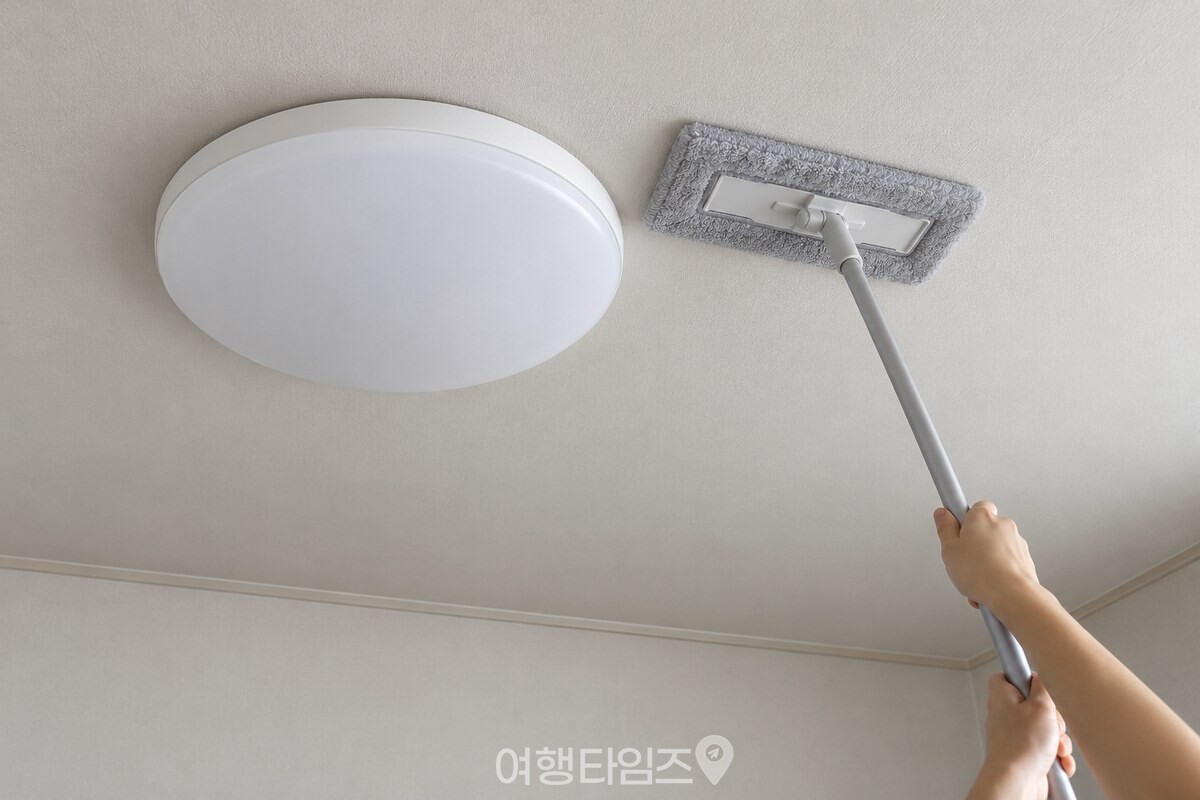 천장 등 가장자리를 피해 밀대를 한 방향으로 움직이는 모습 / 기사 이해를 돕기 위한 생성형 이미지