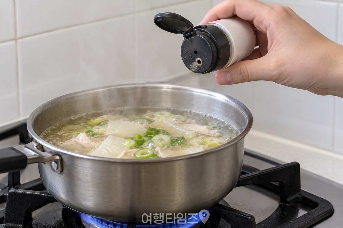 끓는 국 냄비 위에서 기울어진 후추통 입구 / 기사 이해를 돕기 위한 생성형 이미지