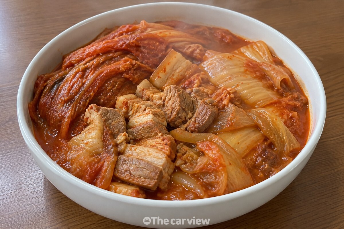 양배추와 목살을 곁들여 완성한 묵은김치찜 / 기사 이해를 돕기 위한 생성형 이미지
