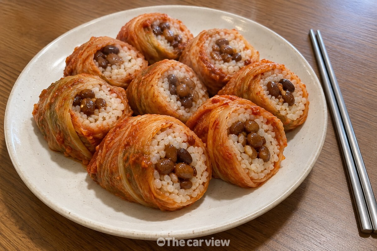 콩자반을 넣은 묵은지쌈밥이 담긴 접시 / 기사 이해를 돕기 위한 생성형 이미지