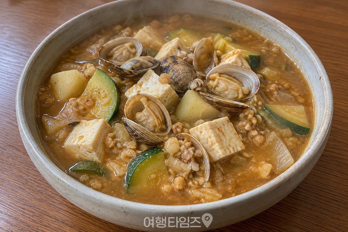 모시조개를 넣어 완성한 청국장찌개 / 기사 이해를 돕기 위한 생성형 이미지