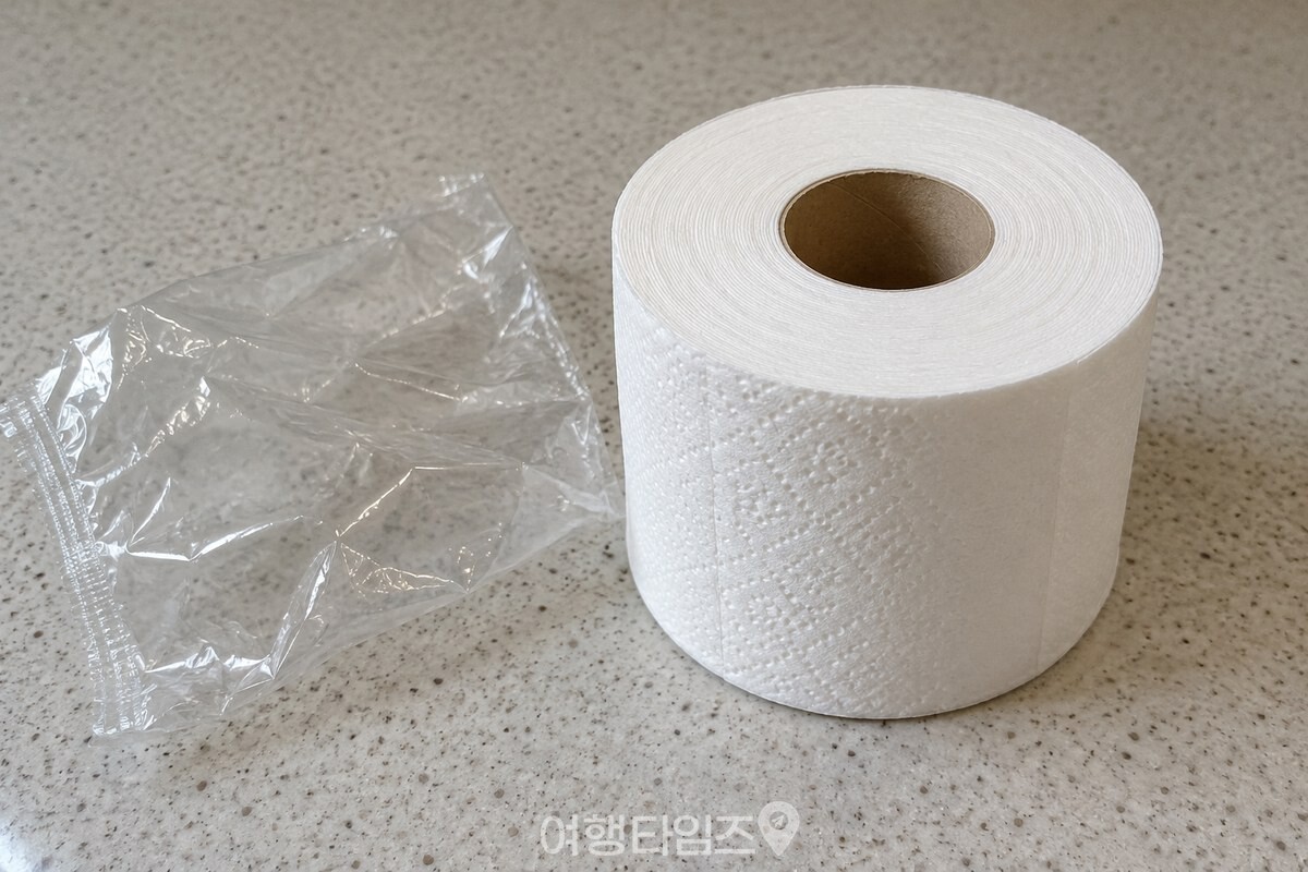 포장을 막 벗긴 무향 새 두루마리 휴지 한 롤 / 기사 이해를 돕기 위한 생성형 이미지
