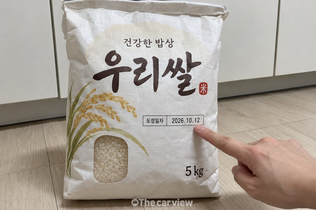 최근 도정일을 확인하는 5kg 쌀 포대 / 기사 이해를 돕기 위한 생성형 이미지