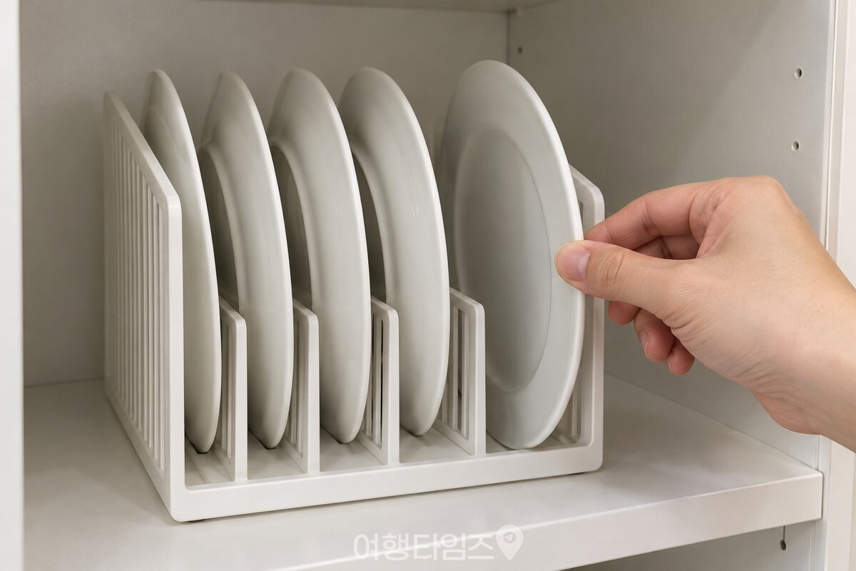 접시 사이 여유를 두고 가장자리를 잡아 빼내는 모습 / 기사 이해를 돕기 위한 생성형 이미지