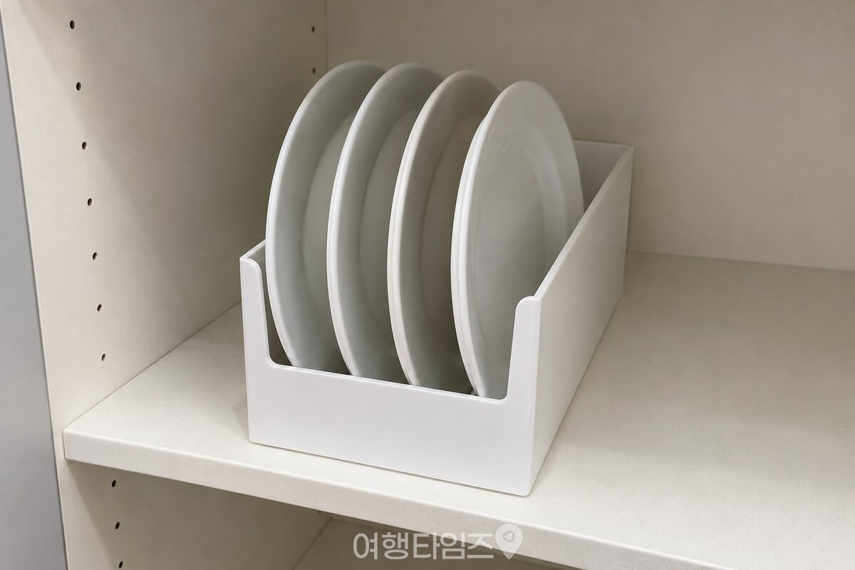 접시 지름보다 낮은 파일 정리함과 세워 둔 접시 / 기사 이해를 돕기 위한 생성형 이미지