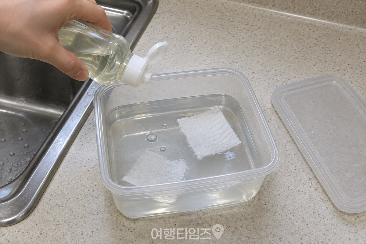 키친타월과 세제를 넣은 반찬통 / 기사 이해를 돕기 위한 생성형 이미지