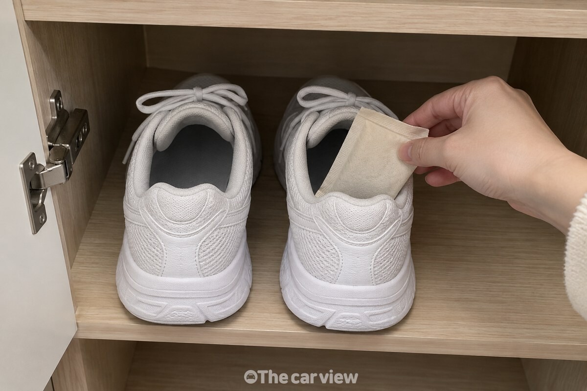 신발장 칸 안 운동화에 핫팩을 넣어 둔 모습 / 기사 이해를 돕기 위한 생성형 이미지
