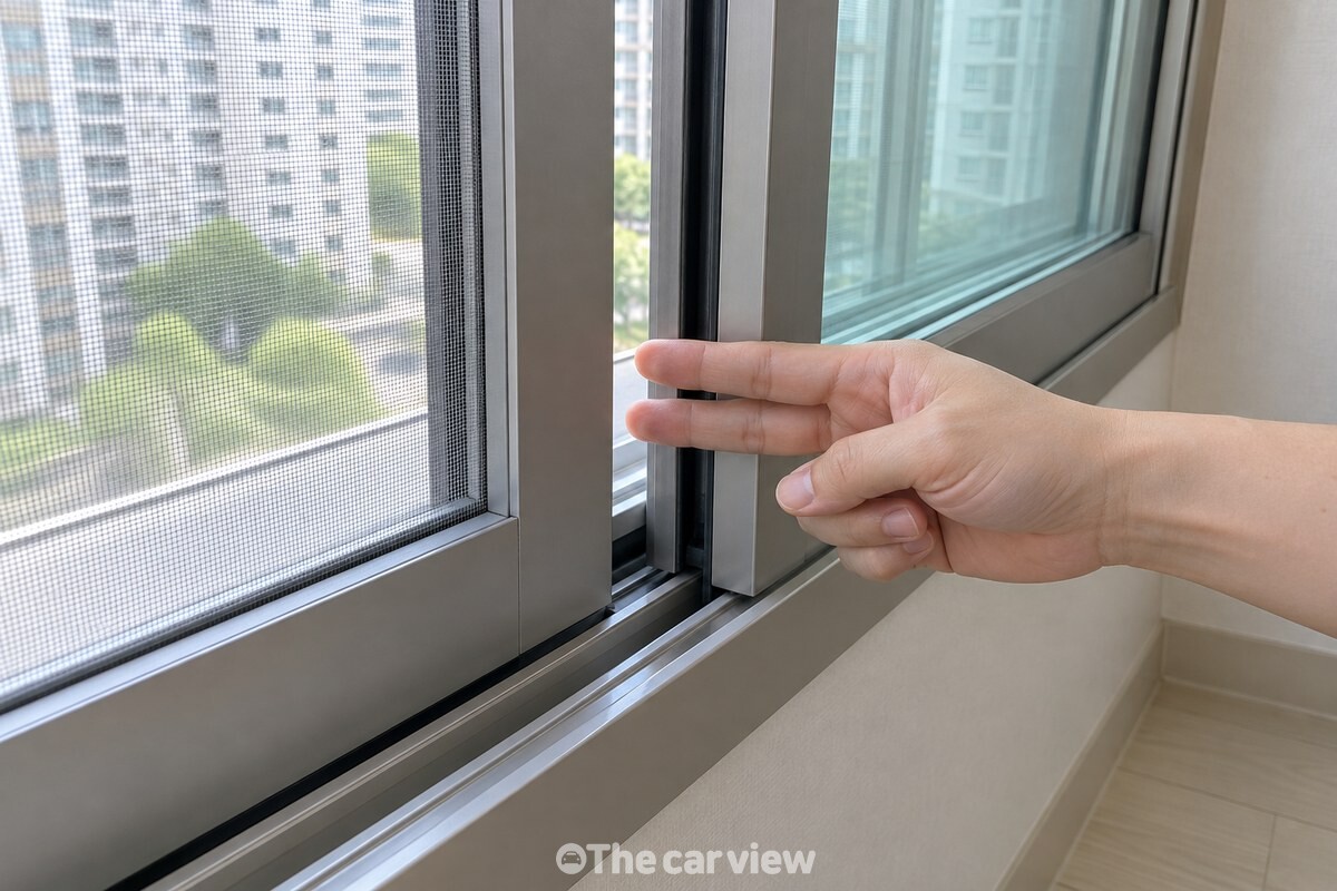 주방에서 먼 거실 창문을 손가락 폭으로 열어 둔 모습 / 기사 이해를 돕기 위한 생성형 이미지