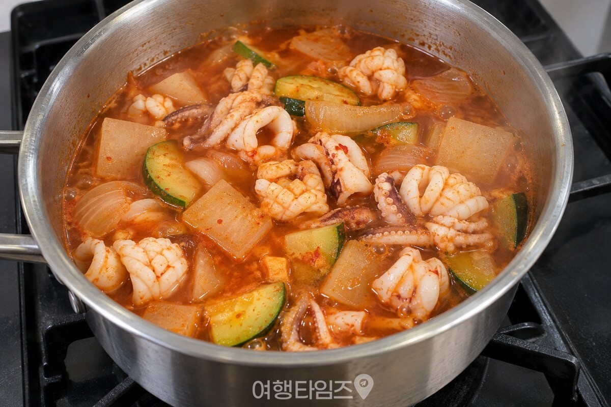 칼집이 말려 올라온 오징어를 넣은 찌개 냄비 / 기사 이해를 돕기 위한 생성형 이미지