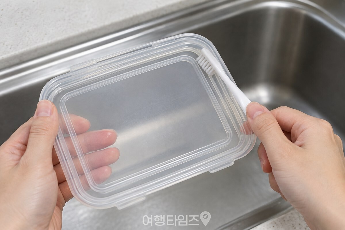 칫솔 끝으로 뚜껑 홈 모서리를 닦는 모습 / 기사 이해를 돕기 위한 생성형 이미지