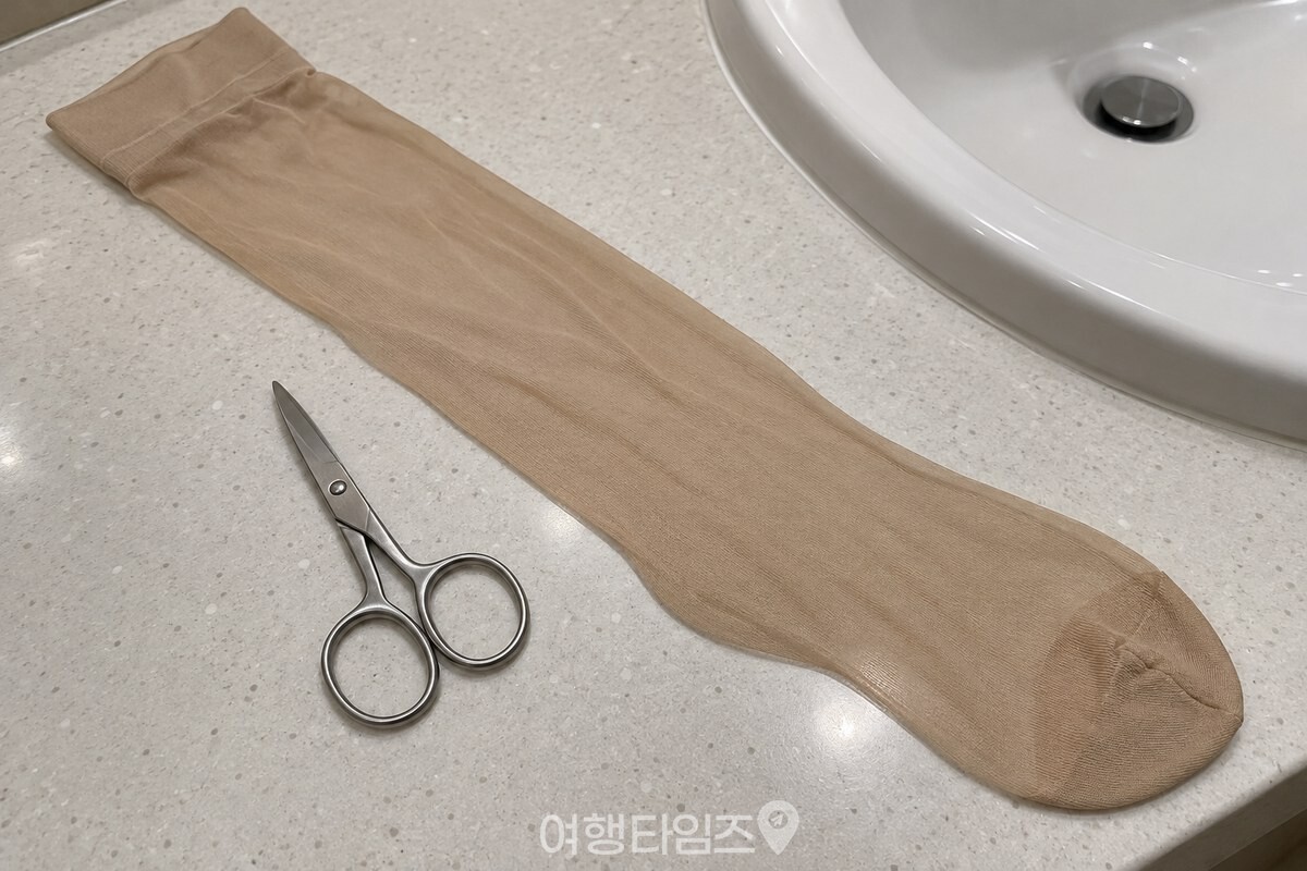 깨끗하게 빤 헌 스타킹과 가위를 준비한 모습 / 기사 이해를 돕기 위한 생성형 이미지